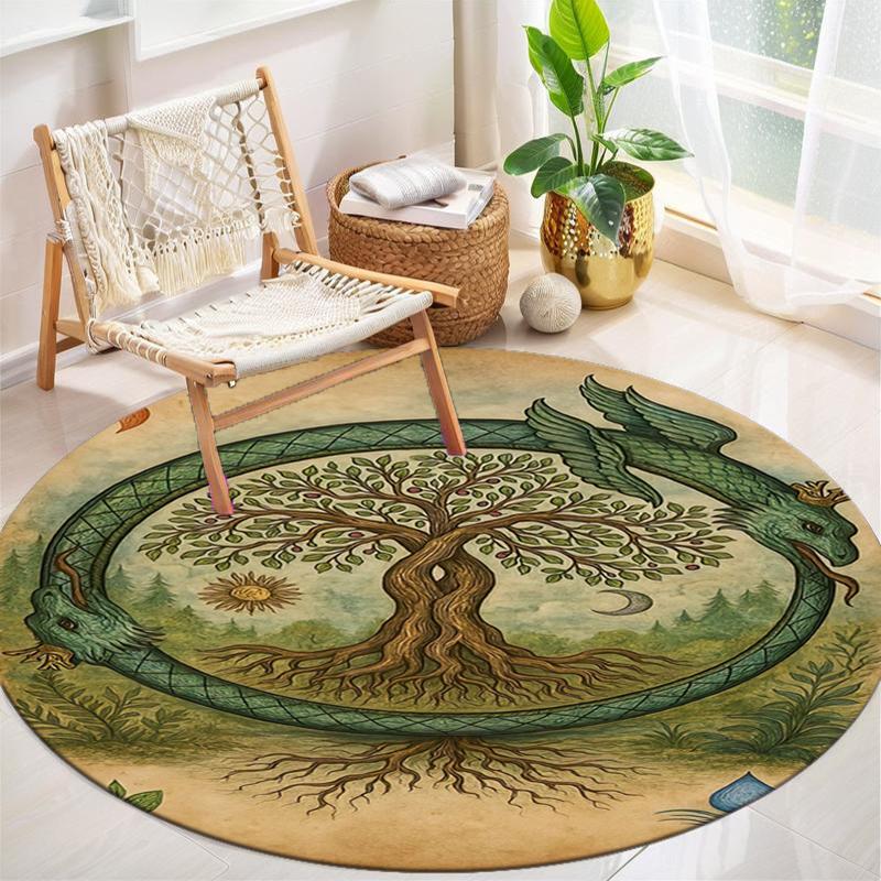 

1Pc Tree of Life Circular Print Rug - home decoration Carpet For Living Room Bedroom Flooring Computer Chair Area Rug 80x80cm( 31x31in)