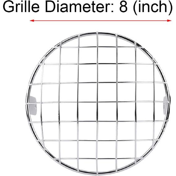 For Motorcycle, 7 Inch Headlight Mesh Grille Side Mount, Universal Cafe Racer Mask, Silver Headlight Lamp Cover, Motorcycle Headlight Cover