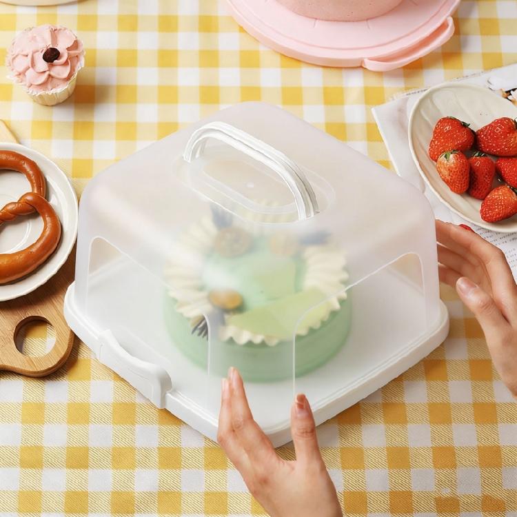 Plastic Food Storage Box For Cakes Cookie Snacks Portable Design Dessert Container Clear Lid Home Outdoor Use