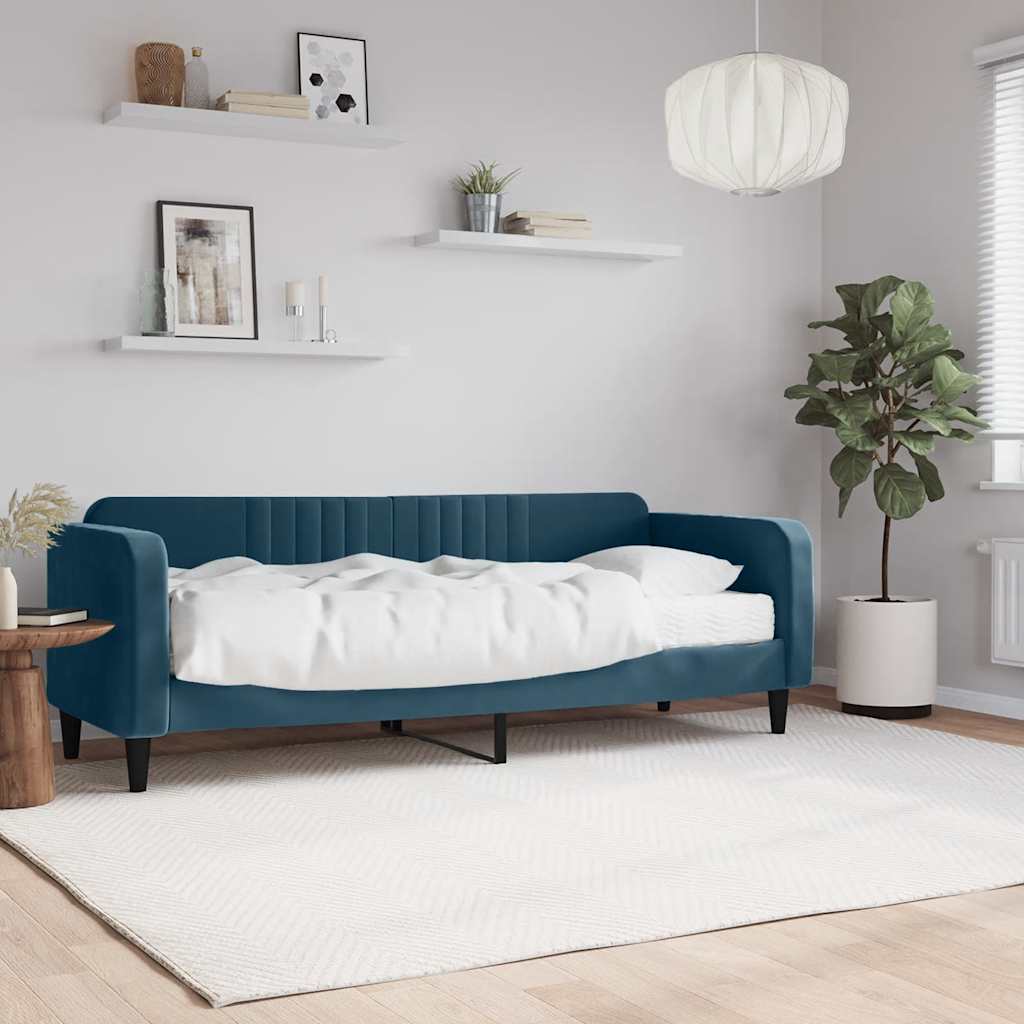 Vidaxl Sofa Z Materacem Do Spania, Niebieska, 80X200 Cm, Aksamit