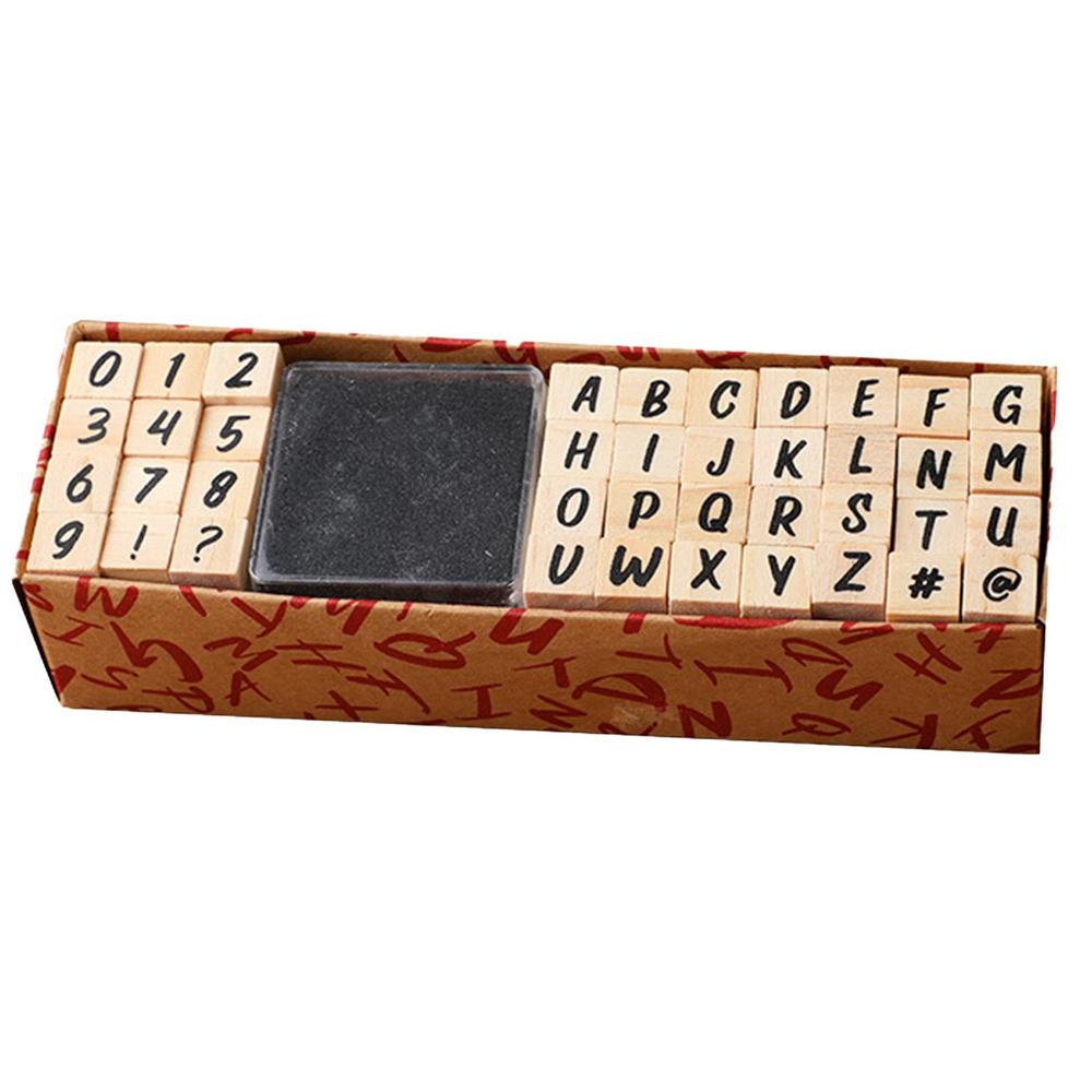 40 buc/set ștampilă cu autocerneală pentru numărul de litere, ștampilă pentru școală, papetărie, dreptunghi din lemn, copii, sigiliu pentru numărul de litere, decorare pentru jurnal, DIY, lucrat manual
