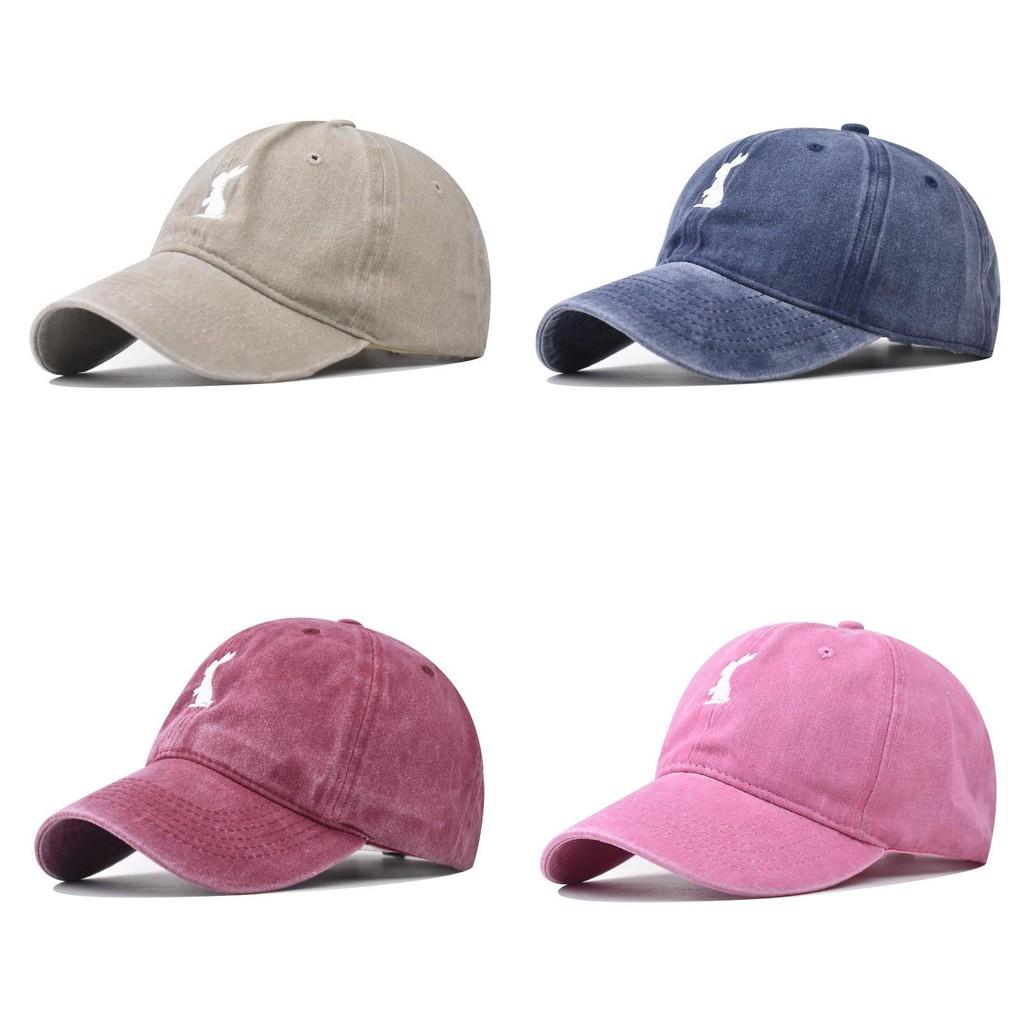 Embroidery Rabbit Cotton Baseball Cap Adjustable Strap Vintage Style Street