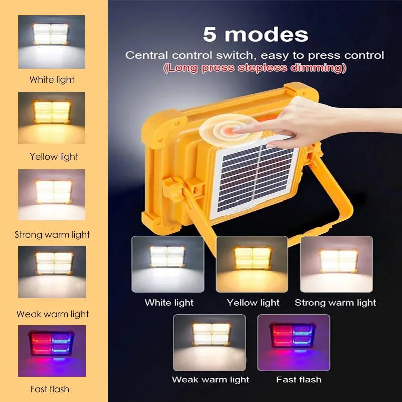 5-Colors Adjustable Emergency Solar Light Ip68 Waterproof Solar Led Flood Light With Panel