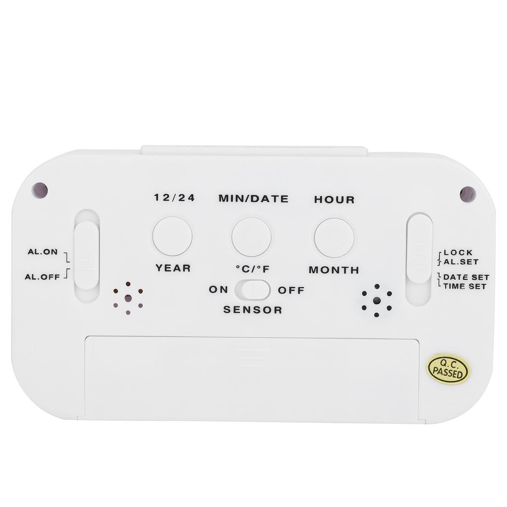 LCD Elektronische Uhr Großer Bildschirm Stumm Smart Zeit Temperaturanzeige Wecker GHY‑501Weiß