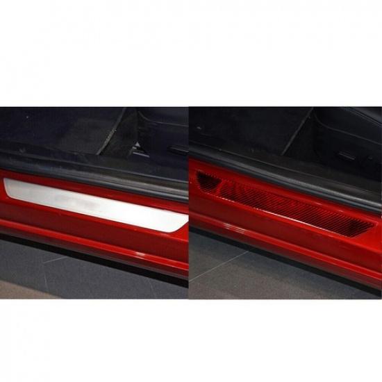 Red Carbon Fiber Interior Front Door Sill Accent Cover Trim For Tesla Model Y/3
