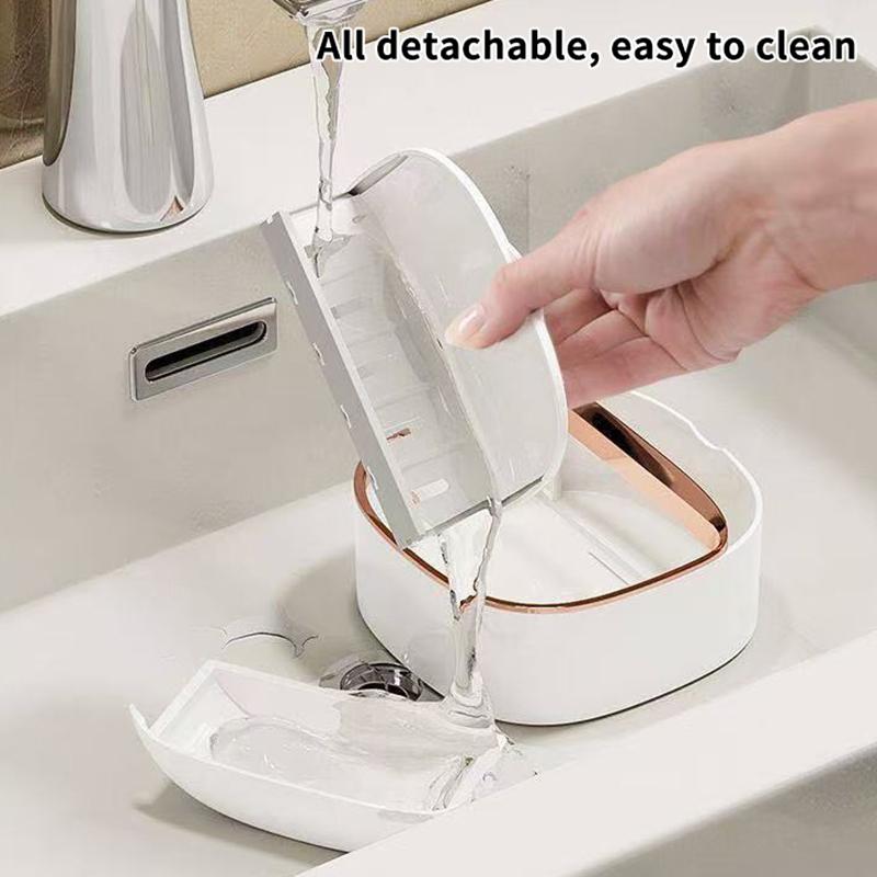 Wall Mounted Soap Holder With Waterproof Lid Drainage Layer And Tool Free Install Perfect For Bathroom Kitchen Sink Use