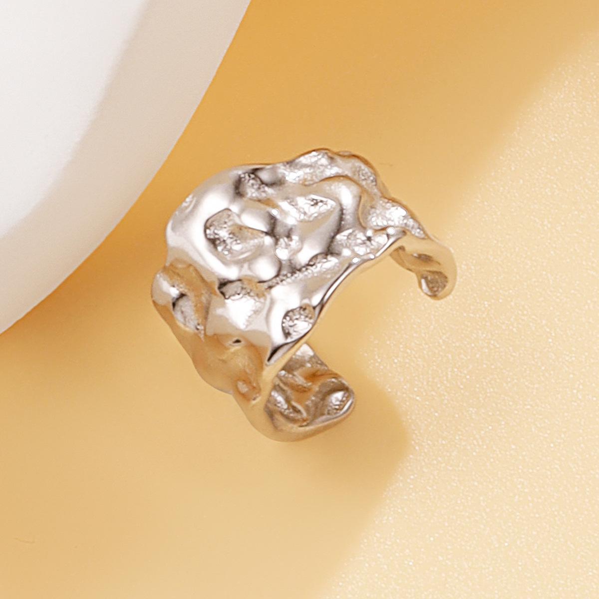 Cross-Border U-Shaped Irregular Hammered Texture Ear Cuff - Personalized Stainless Steel Hip Hop Jewelry