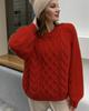 2026 sweater women's crew neck twist pullover autumn and winter lazy wind loose thickened twisted knitted sweater foreign trade women