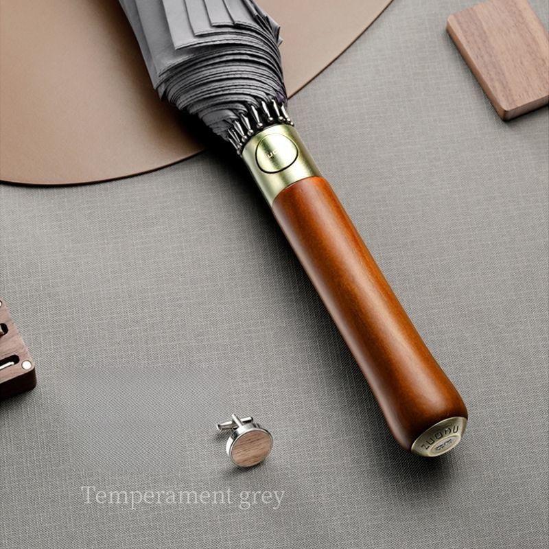 Light Luxury Long Wooden Handle Umbrella Enlarged Thickened Reinforcement Windproof Straight Handle Business Golf Umbrella
