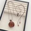 Vintage Wood Liquor Flask Pendant Necklace with Adjustable Slide Knots Wood Flagon Pendant Jewelry for Ethnic Fashion