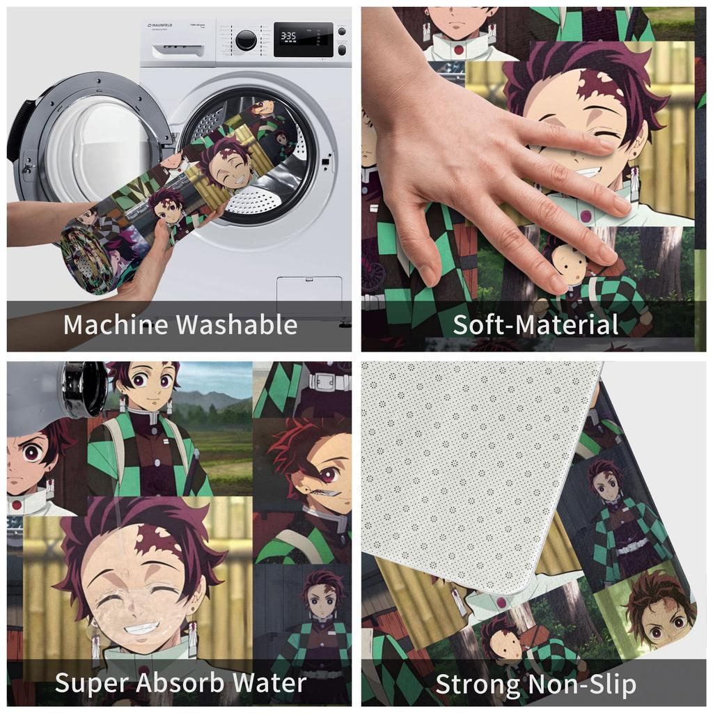 Demon Slayer Anime Door Floor Bathroom Kitchen Mat Anti-Slip Indoor Tanjiro Kamado Doormat Garage Entrance Carpet Rug