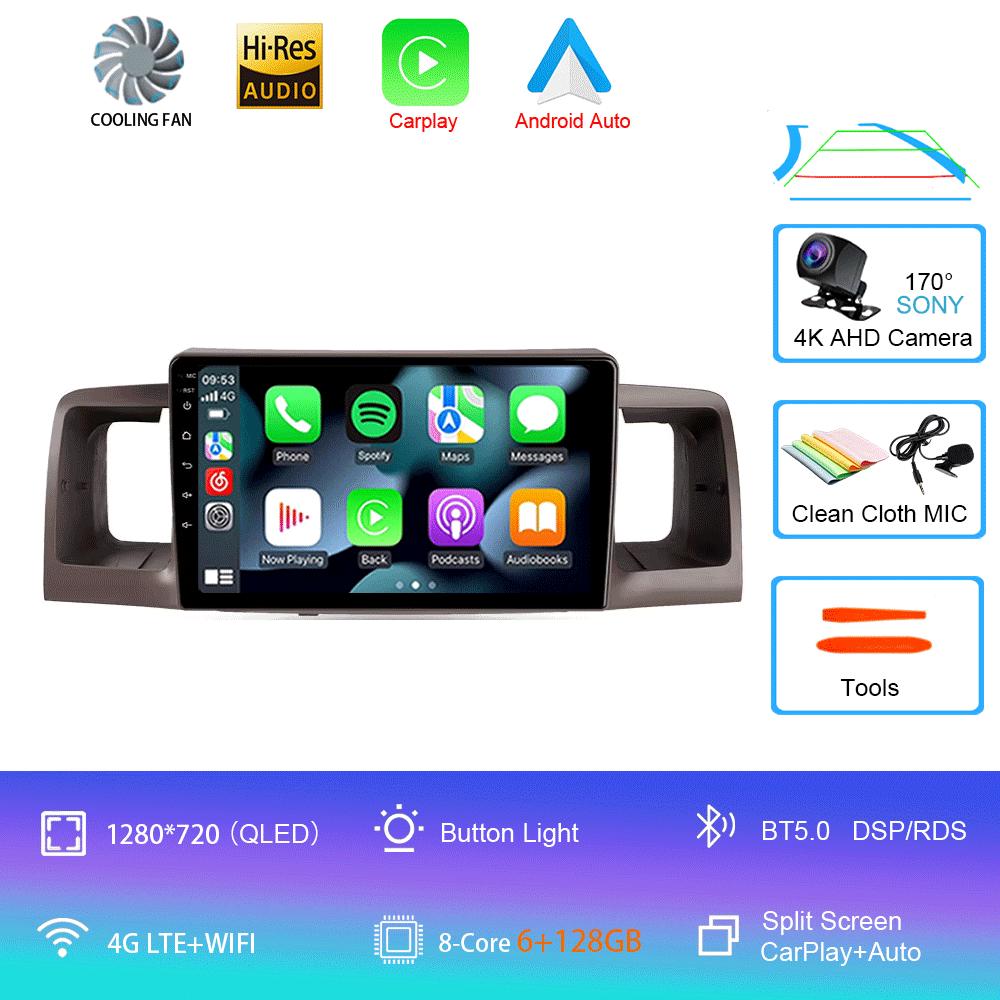For Toyota Corolla E120 2000 - 2004 Car Radio Android 14 Carplay Multimedia Navigation Video DVD Autoradio Stereo 2din 4G+wifi