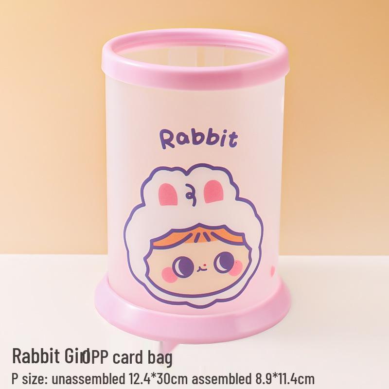 Creative Foldable Cartoon Pen Holder - Round Plastic Desktop Storage for Office & Study