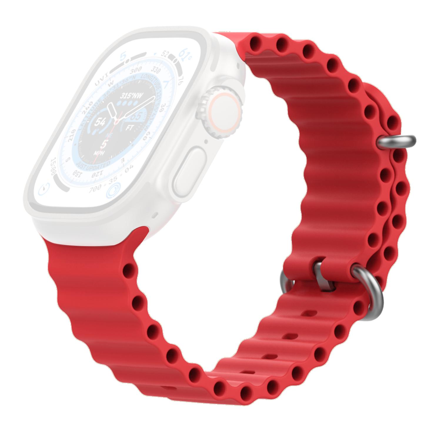 

AHASTYLE WG102 Silicone Watch Band for Apple Watch Series 10 42mm/9 8 7 41mm/6 5 4 SE (2023) SE (2022) SE 40mm/3 2 1 38mm Red
