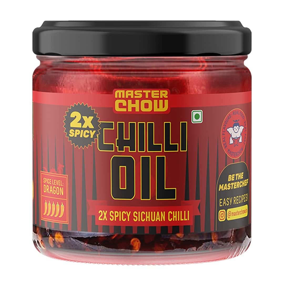 MasterChow 2X Spicy Sichuan Chilli Oil (170g) | Extra Hot | Made with Sichuan Peppercorns, Crunchy Garlic & Red Chillies | All Purpose Condiment