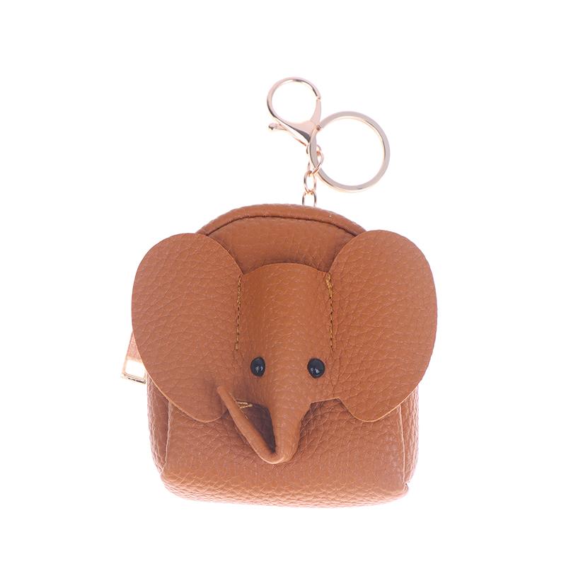 Pu Leather Elephant Money Bag Women Coin Purse With Key Ring Multifunctional Zipper Cartoon Storage Bags Key Case