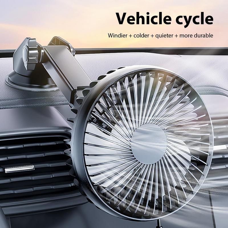 Car Suction Fan Rotatable Adjustable Windshield Fan With Strong Suction Low Noise Telescopic Compact 3-Speed Settings Air
