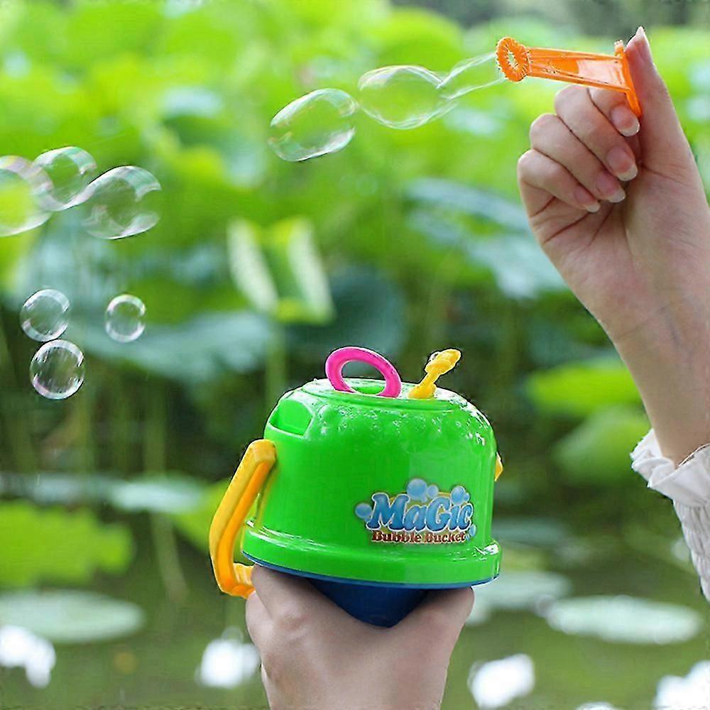 Children\'s Magic Bubble Bucket Portable Soap Bubble Blower Toy for Outdoor