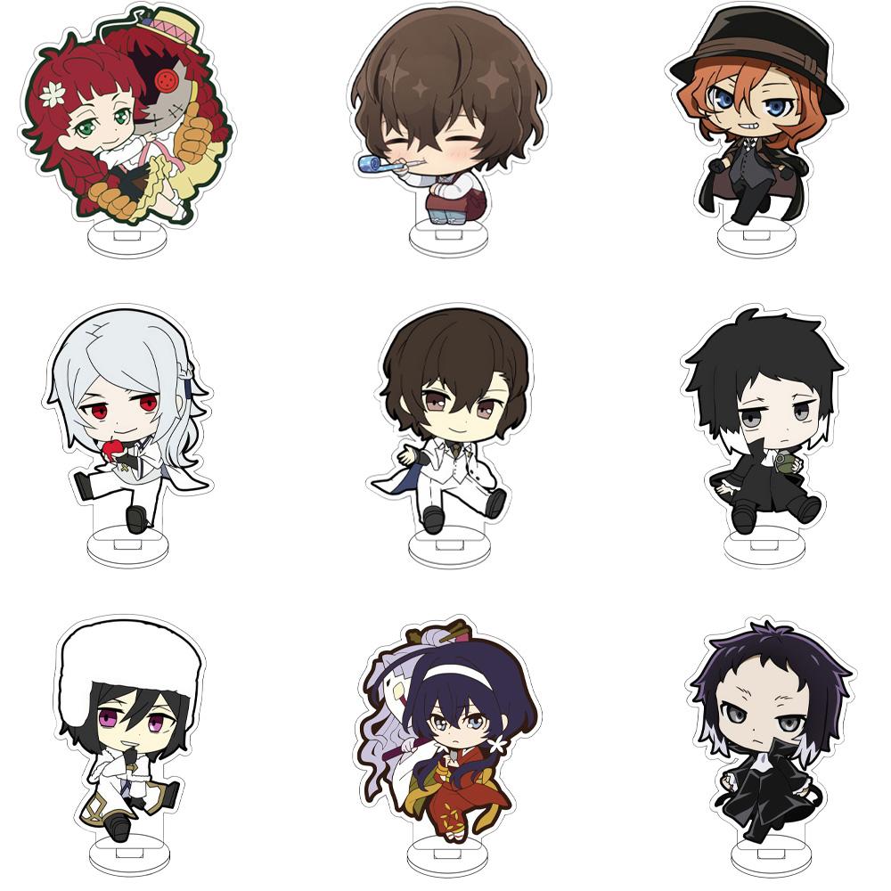 10CM Anime Bungo Stray Dogs Figure Stand Model Nakajima Atsushi/dazai osamu/Kunikida Doppo Cute Desk Decor Standing Sign Gifts