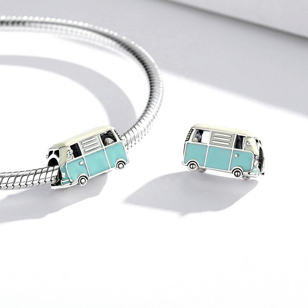 925 Sterling Silver Fashion Jewelry Charms Fine Jewelry Making Enamel Mini Vehicle Bus Bicycle Motorcycle Airplane Charm Pendant
