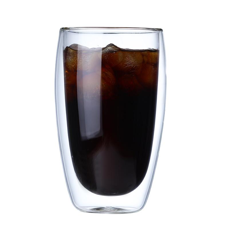 

250ml 350ml 450ml Double Layer Glass Coffee Mug With Lid Leak-Proof Travel Milk Lemon Tea Cup Dinkware 250ml
