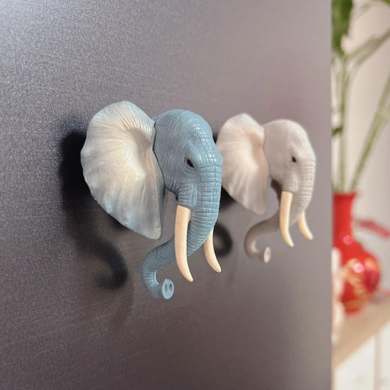 PVC Animal Head Figurine Refrigerator Decoration Mini Antelope Elk Mammoth