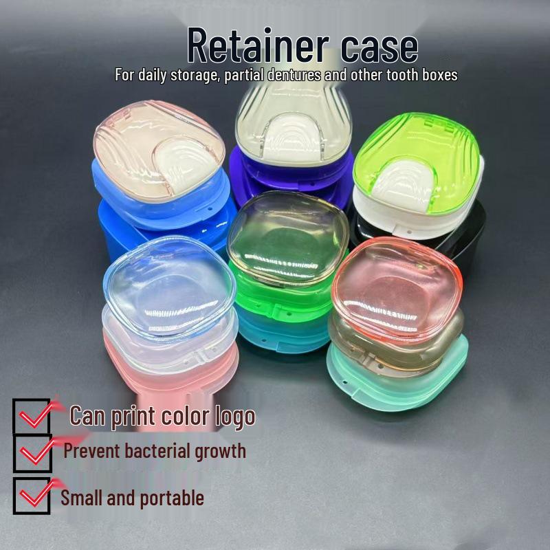 Denture and Retainer Storage Box - Frosted Translucent, Clear Aligner Holder