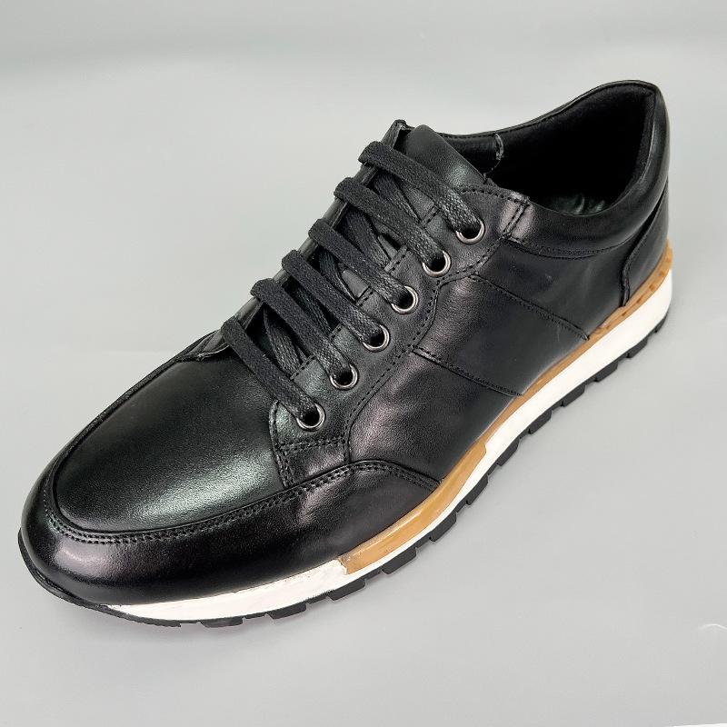 Handmade Mens Oxford Sneakers Genuine Leather Lace-Up Men Casual Leather Shoes Outdoor Daily Walking Flat Footwear