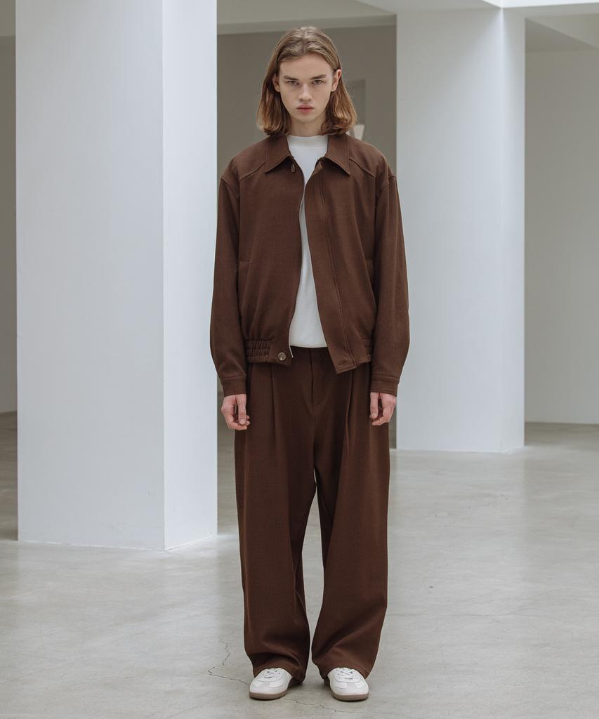Dekkoloso Back Half Banding Double Pleated Wide Pants [Brown]
