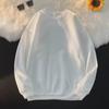 Unisex Round Neck Plush Sweatshirt: White, Long Sleeve, Hoodless, Loose Fit, Trendy and Casual.