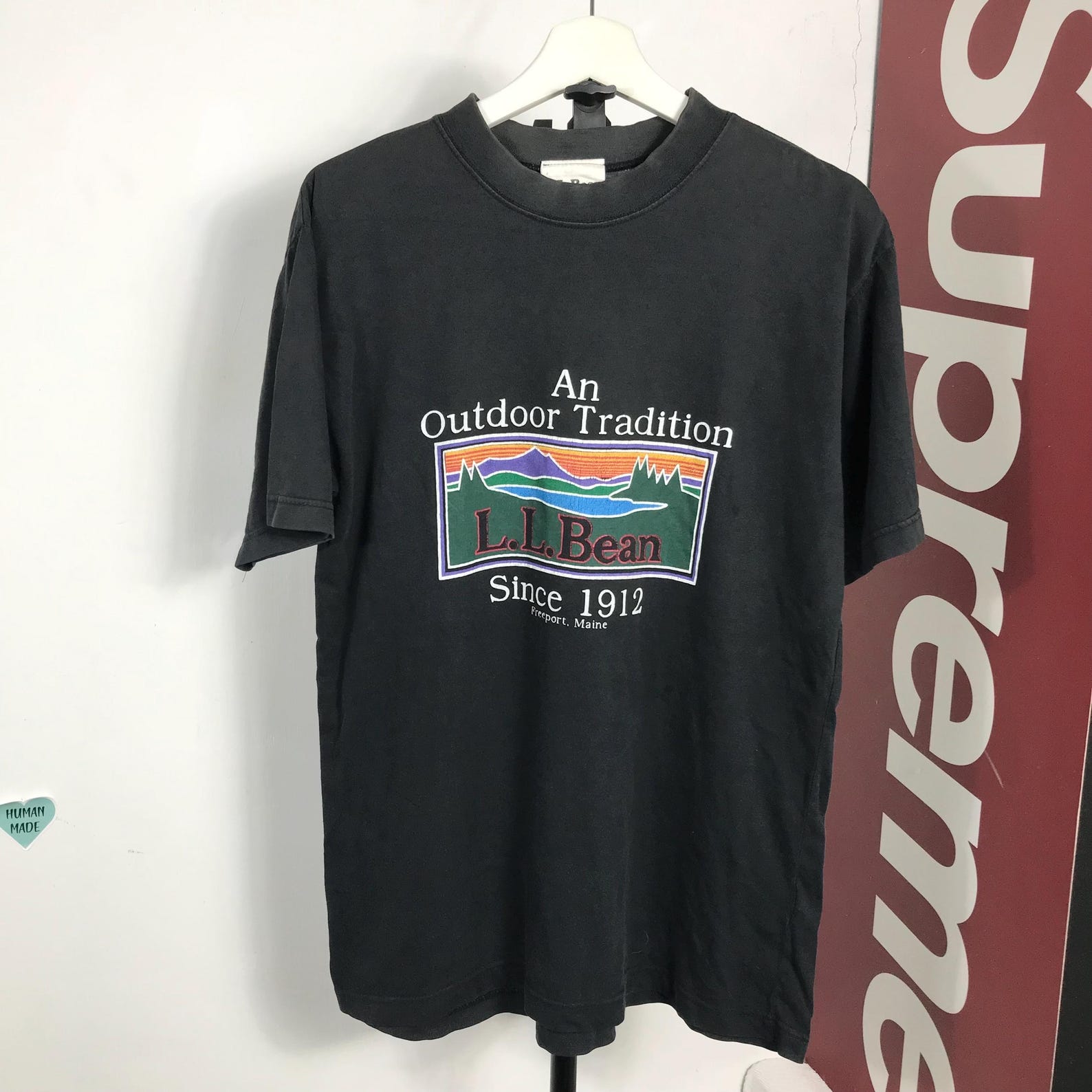 Vintage 90s sunfaded LL BEAN OG logo outdoor shirt M