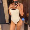 2026 New Sexy Splicing High Leg Cut Women Swimwear One Piece Swimsuit Female Monokini Padded Bather Bathing Suit Swim K5622