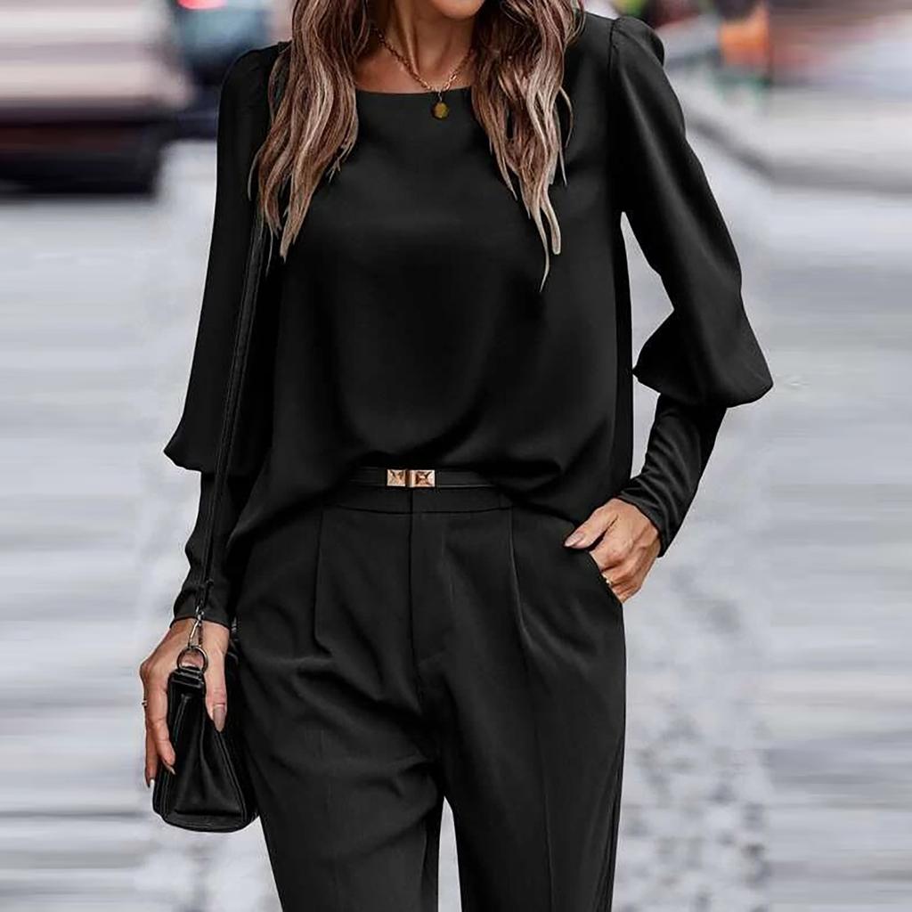 Women's ,color Casual And Versatile Round Neck Stylish Shirt Top