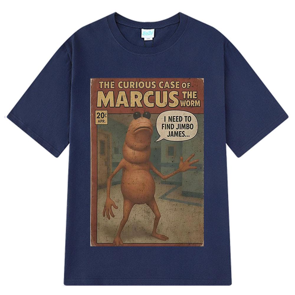 Marcus The Worm Comic Funny Meme T Shirt Men Women Vintage T-shirt Summer Short-sleeved Loose Casual Cotton Harajuku T-shirts
