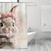 Charming rabbit shower curtain - rabbits with flower crowns hanging in the living room, bedroom decoration - cute and natural