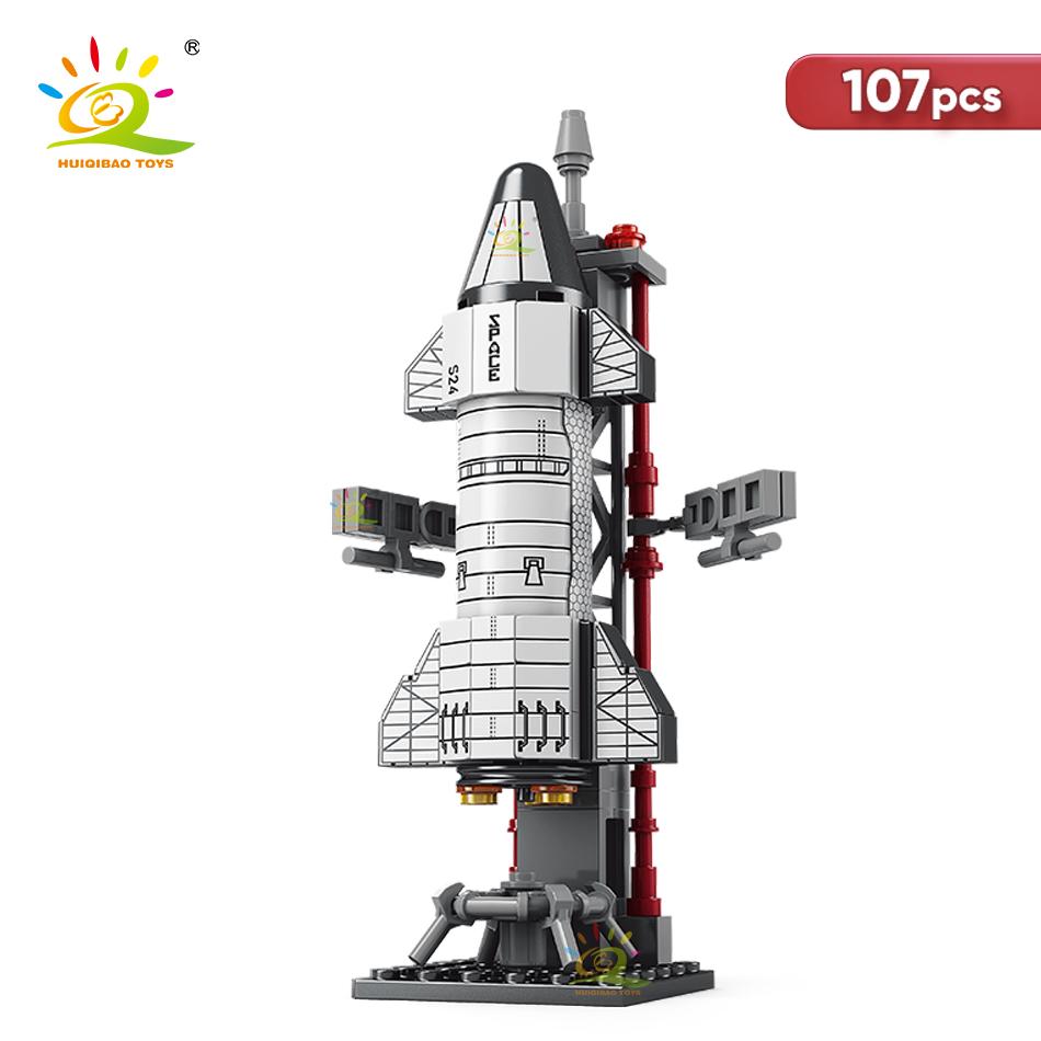 Mini Aviation Manned Rocket Model Building Blocks Space Aerospace Station Bricks City Construction Toys for Children