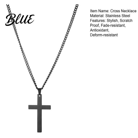 Black Cross Necklace Stainless Steel for Men Women Cuban Link