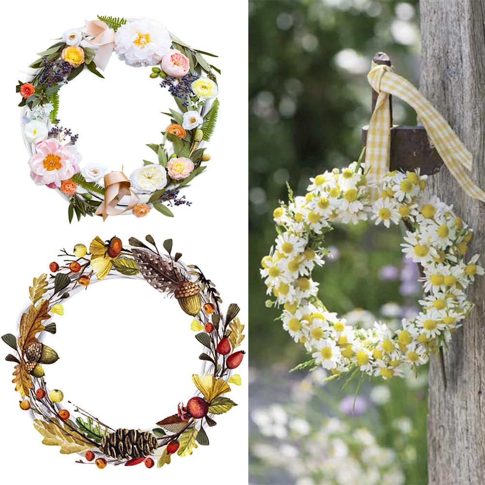 10-30CM Rattan Wicker Ring White Wreath Garland Hanging Vine Ring DIY Party Decorations Ornaments Wedding Wreaths Handmade Craft