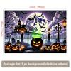 Scary Halloween Background Featuring Pumpkin Lanterns Full Moon and Haunted House - Polyester Wall flags.PMJ