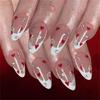 Women's Valentine Special Press On Nail 48Pcs Red Heart Glitters White French Design Multiple Sizes Easy Apply