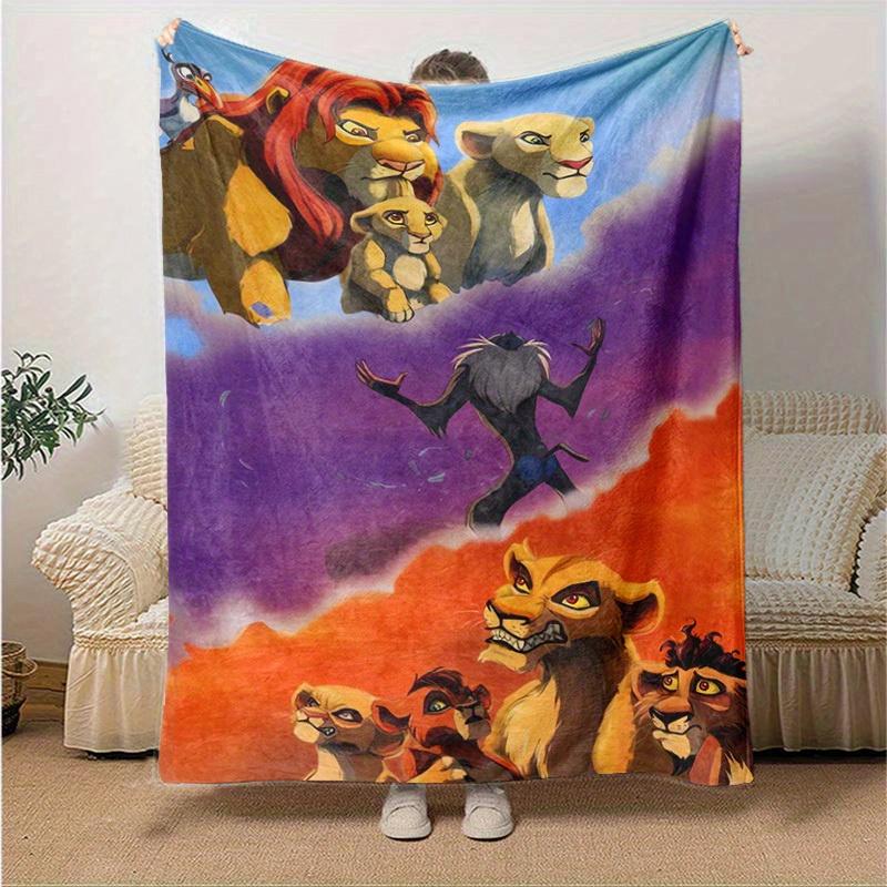 1pc. Cartoon Lion King Blanket, Soft and Cozy for All Seasons, Perfect Home Decor Gift for Friends and Family, Soft Flannel Throw Blanket, V