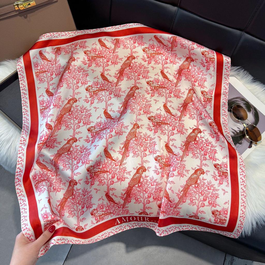 Wind Scarf Square Scarf Simulation Silk 70Cm Retro Cashew Print Literary Headband Suit With Decorative Scarf