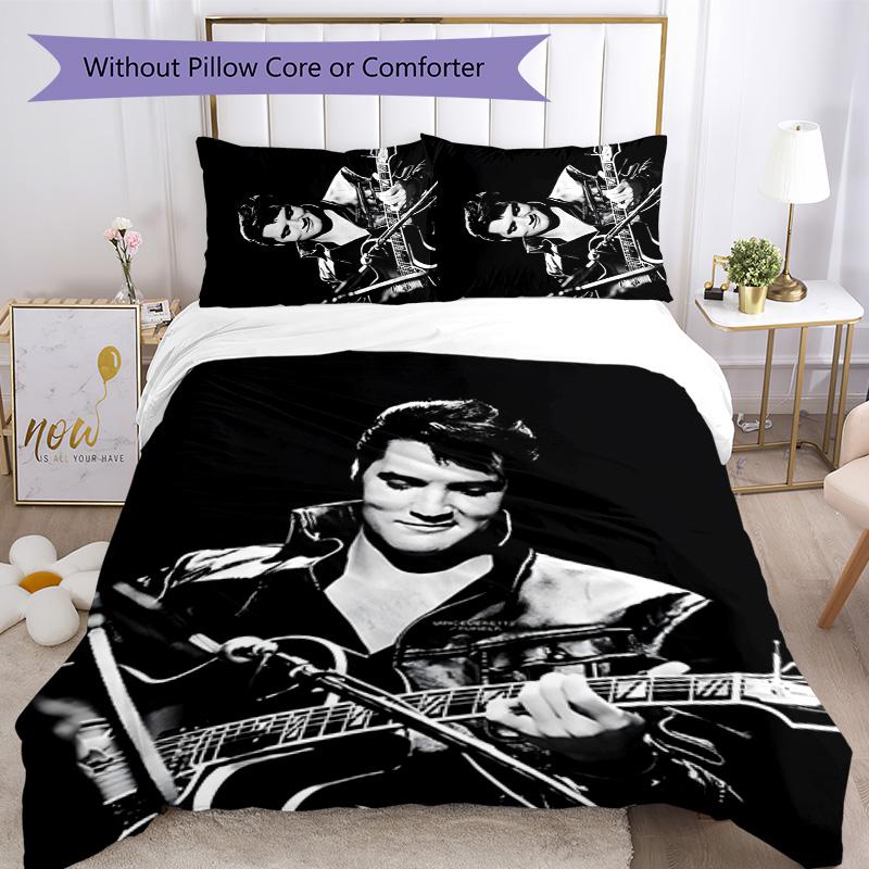 Elvis 3pcs Bedding Set Duvet Cover Closure Includes 1 Duvet Cover & 2 Pillowcases for All Seasons Bedroom Home Dorm Decor