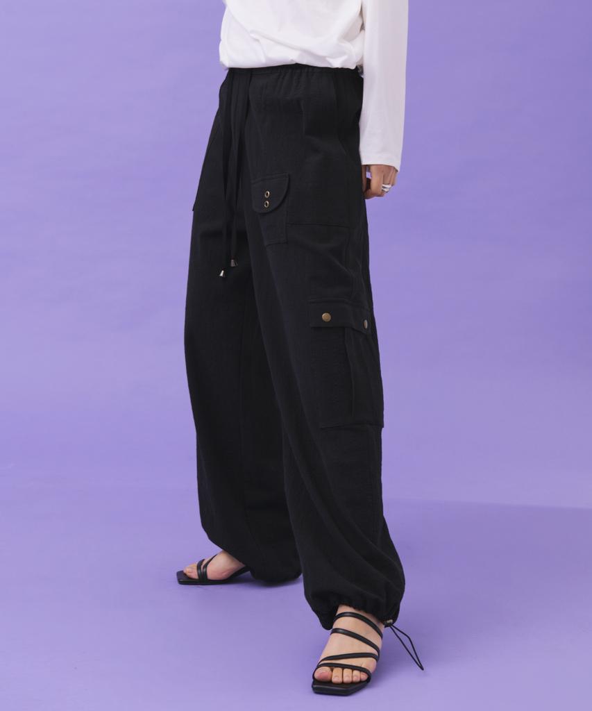 Lalmodeu Cotton Cargo Pants_Black