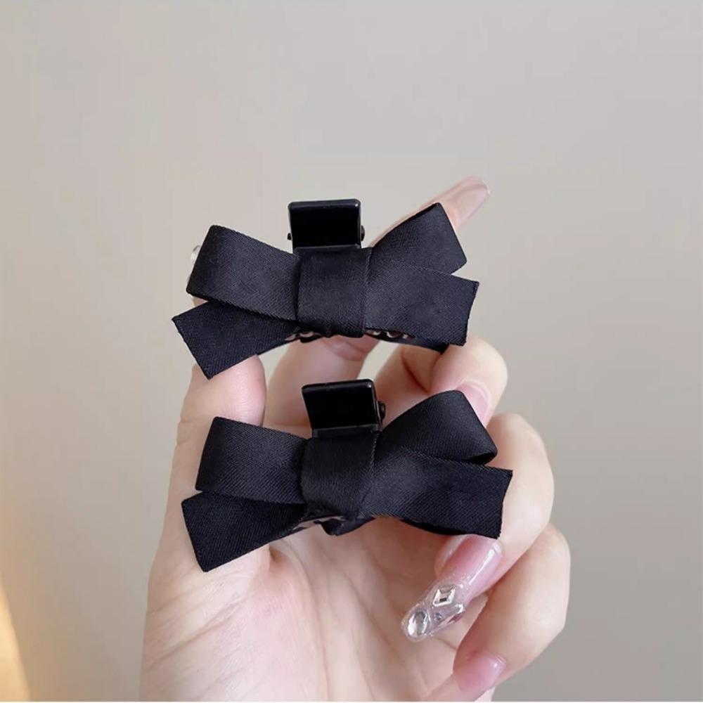 

Girls Fashion Color Short Bow Hair Clips, Vintage Metal Soft Classic Tail Hairpins Hair Accessories чорний