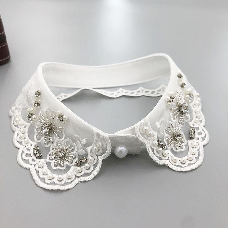 Beading Fake Collar Women Elegant Diamond Detachable Collars for Women False Shawl Shoulder Wrap Lapel False Collars Woman Tie