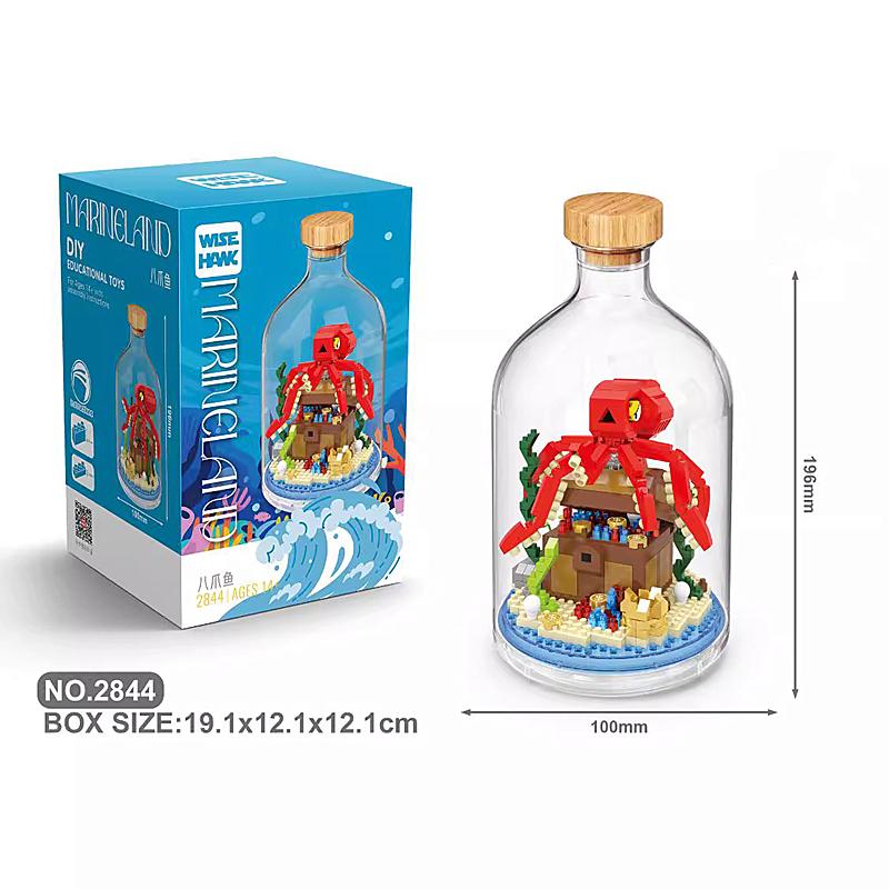 

New Product Simulation Animal Series Creative Children s Toys Bottled Building Blocks Flamingo Seahorse Educational Gift Model With box