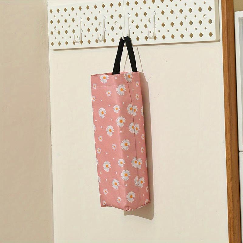 1pc Plastic Bag Storage Box, Foldable Garbage Bag Hanging Storage Bag Garbage Bin Rack Organizer, Household Food Bag Storage Box розовый