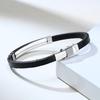 Simple Engraving ID Men Bracelet For Classic Male Leather Stainless Steel Bracelet Unique Unisex Custom Gift