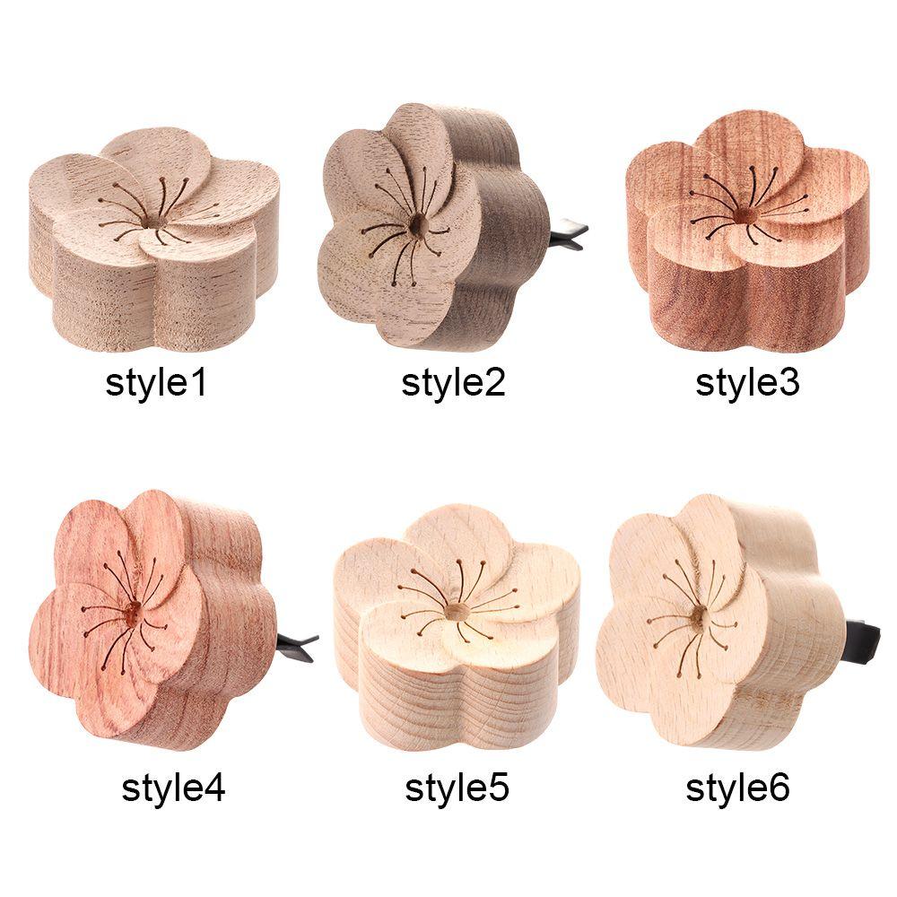 1Pc Diffused Wood Aroma Essential Oil Diffuser Essential Oil For Sleep Flower Shape Wooden Essential Oil Aromatherapy Car Supply Air Fresheners 2